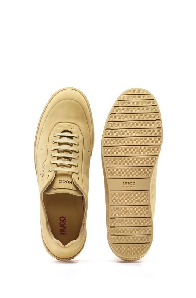 Hugo Boss Tennis-style nubuck trainers Beige | Tw7RuRLG