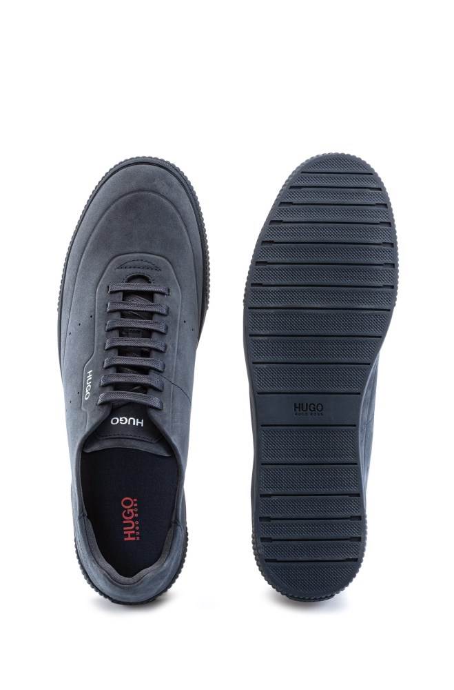 Hugo Boss Tennis-style nubuck trainers Mørke Blå | EnrA4G1M