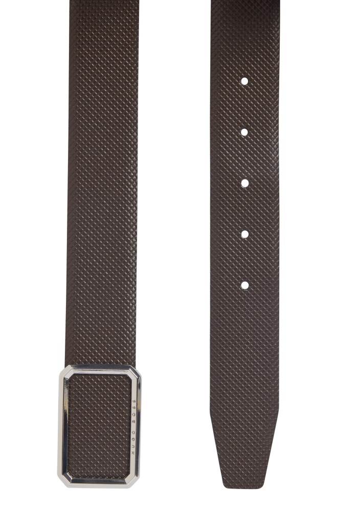 Hugo Boss Textured leather belt Mørke Brune | jNGGaPq6