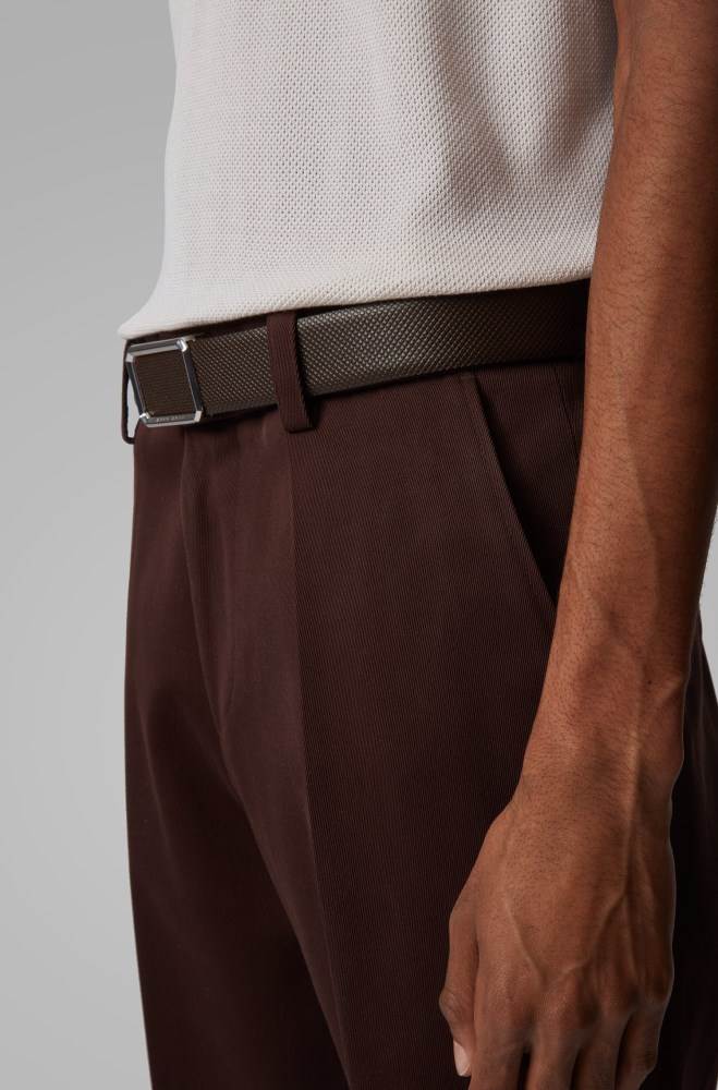 Hugo Boss Textured leather belt Mørke Brune | jNGGaPq6