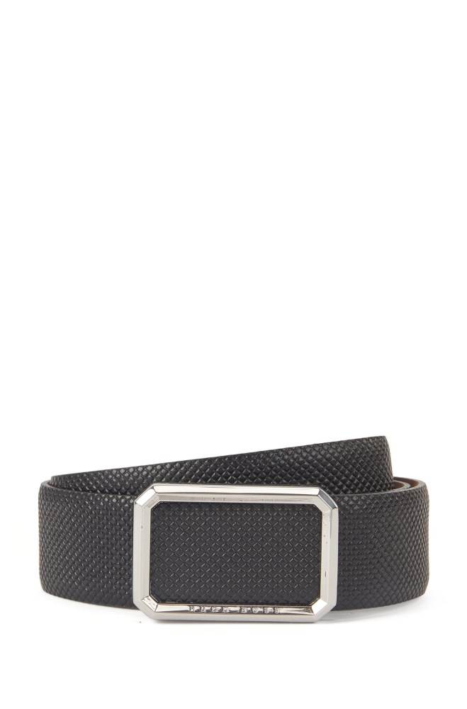 Hugo Boss Textured leather belt Svarte | MsvhJDvO