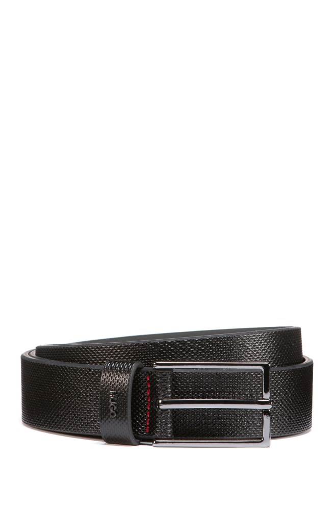 Hugo Boss Textured-leather belt Svarte | Y1bUsyo7