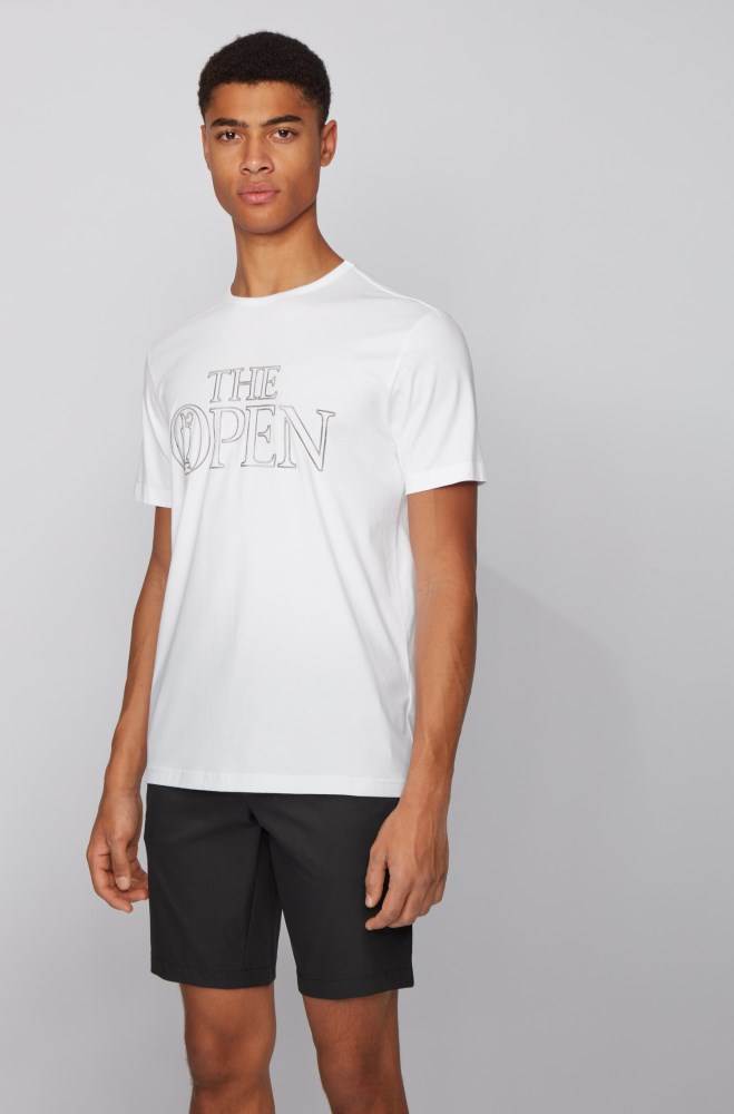 Hugo Boss The Open exclusive stretch-cotton T-shirt Hvite | w1AY2wab