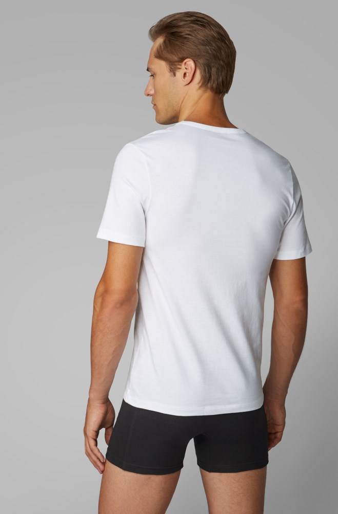 Hugo Boss Three-pack of V-neck underwear T-shirts Hvite | DlfUNeyH