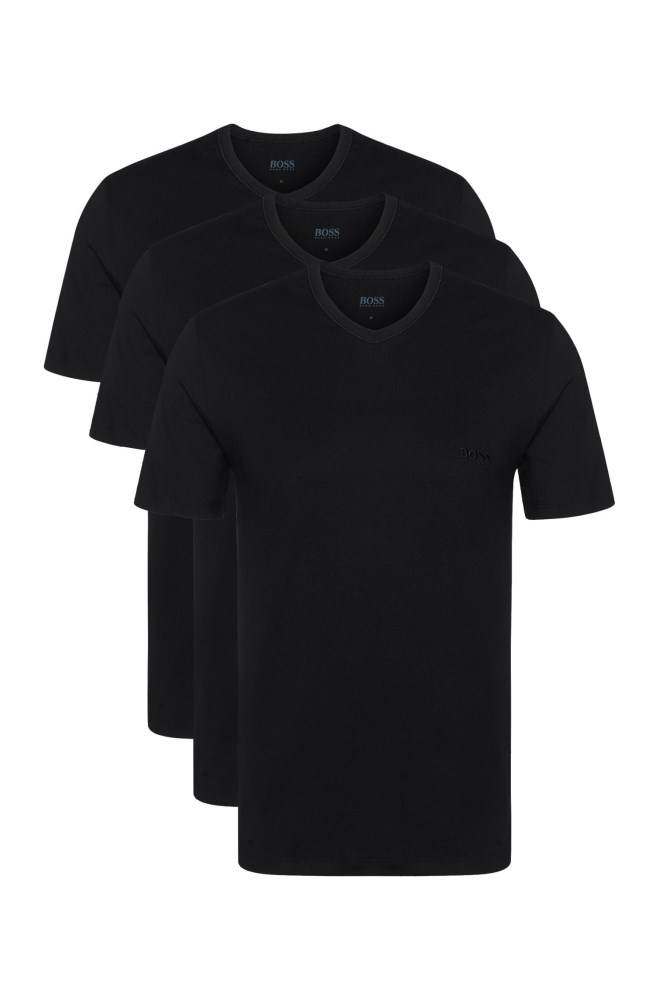 Hugo Boss Three-pack of V-neck underwear T-shirts Svarte | MRzB1ESR