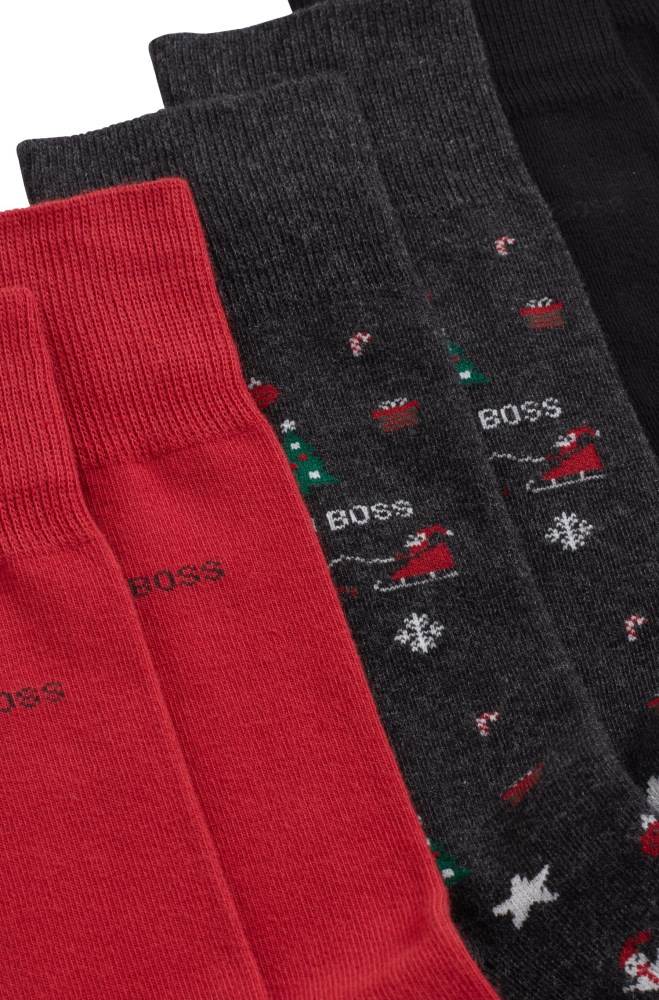 Hugo Boss Three-pack of gift-boxed regular-length socks Mørke Grå | q8tC3ZuB