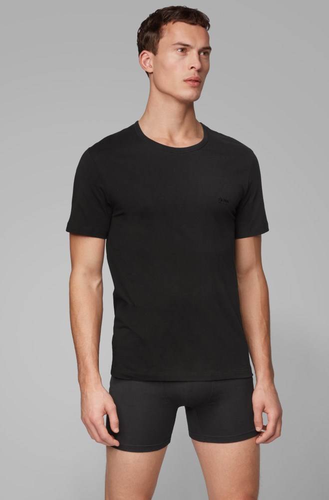 Hugo Boss Three-pack of regular-fit cotton T-shirts Lyse Blå | PnNfFKRV