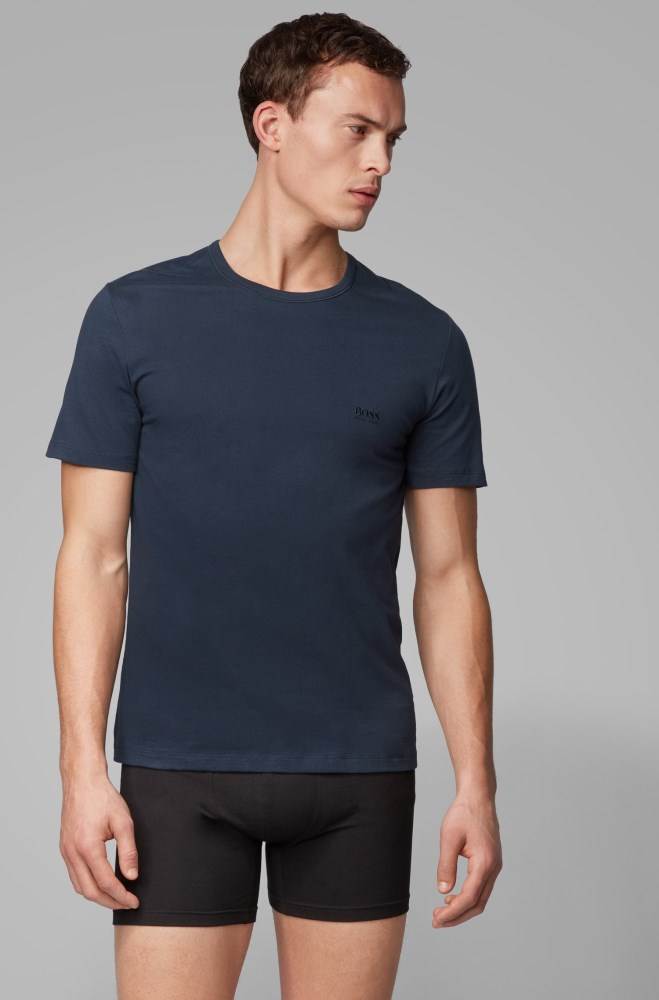 Hugo Boss Three-pack of regular-fit cotton T-shirts Lyse Blå | PnNfFKRV