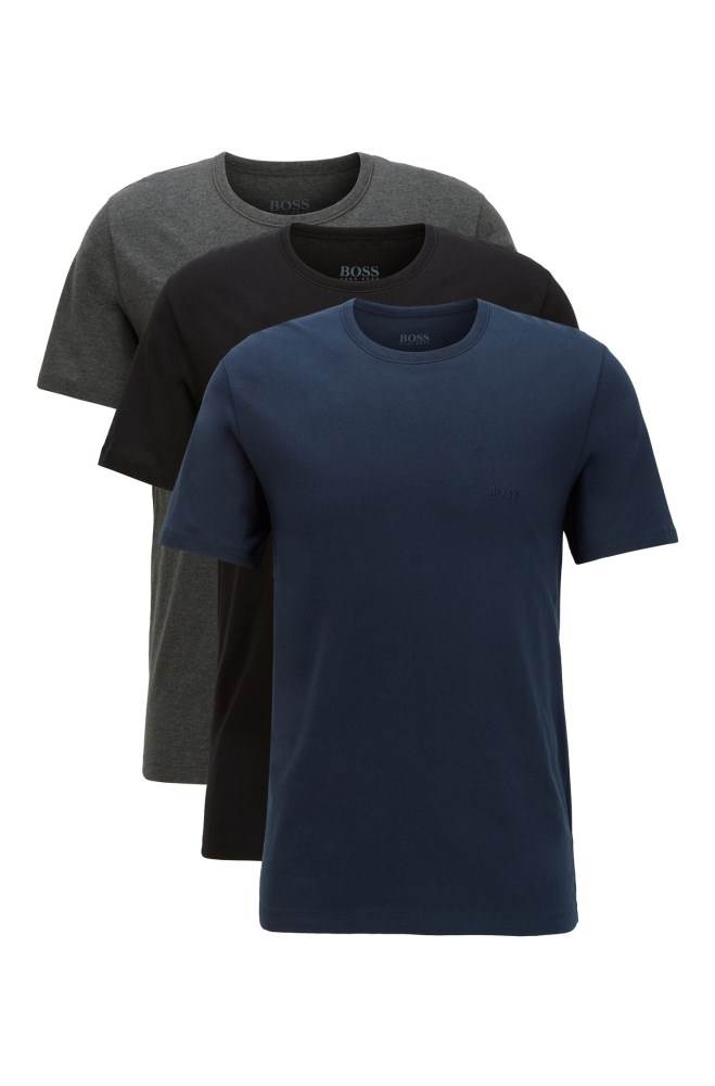 Hugo Boss Three-pack of regular-fit cotton T-shirts Lyse Blå | PnNfFKRV