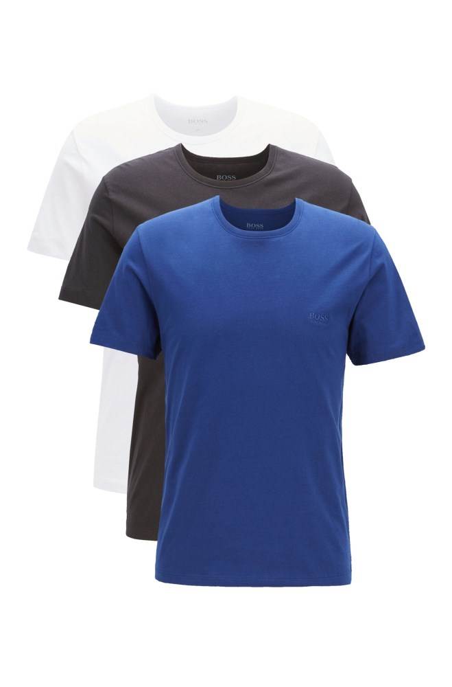 Hugo Boss Three-pack of regular-fit cotton T-shirts Blå | ZRoVsYUc