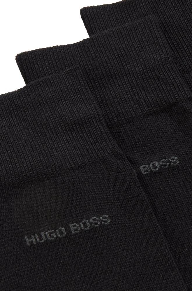 Hugo Boss Three-pack of regular-length cotton-blend socks Svarte | 9IVsGMsJ