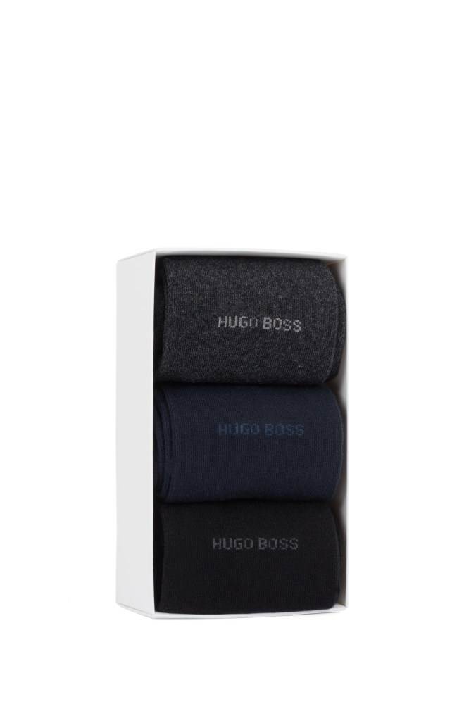 Hugo Boss Three-pack of regular-length socks Svarte | YJZTYLpg