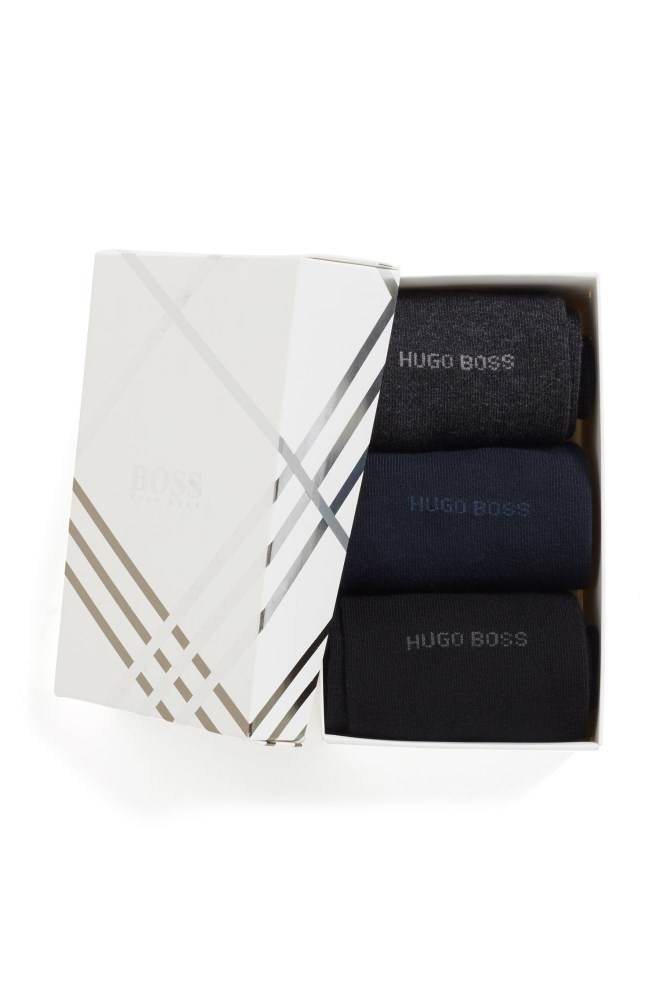 Hugo Boss Three-pack of regular-length socks Svarte | YJZTYLpg