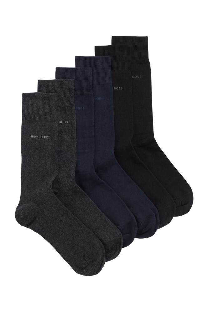 Hugo Boss Three-pack of regular-length socks Svarte | YJZTYLpg