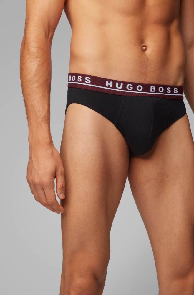 Hugo Boss Three-pack of stretch-cotton briefs Svarte | o9RP5q0e