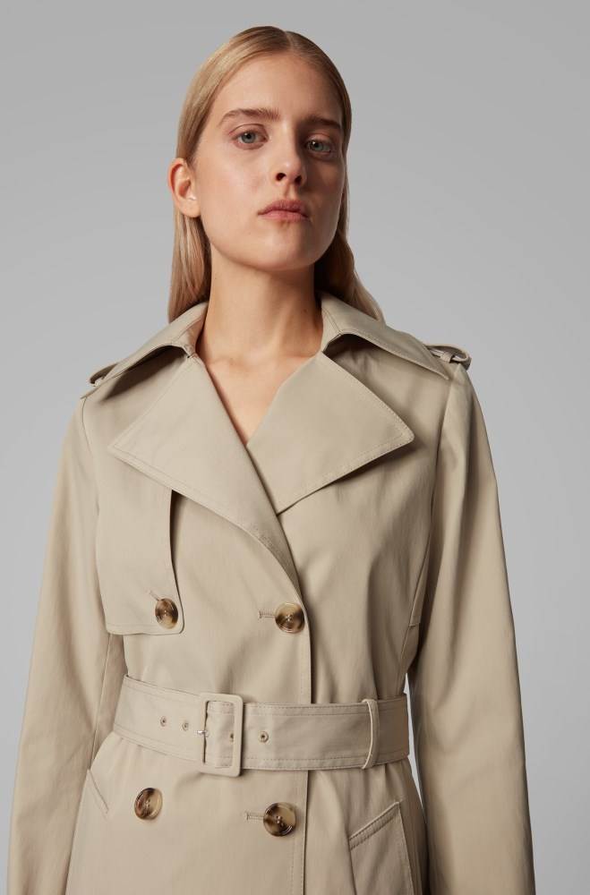 Hugo Boss Throw-over-style trench coat Beige | 4viheHxa