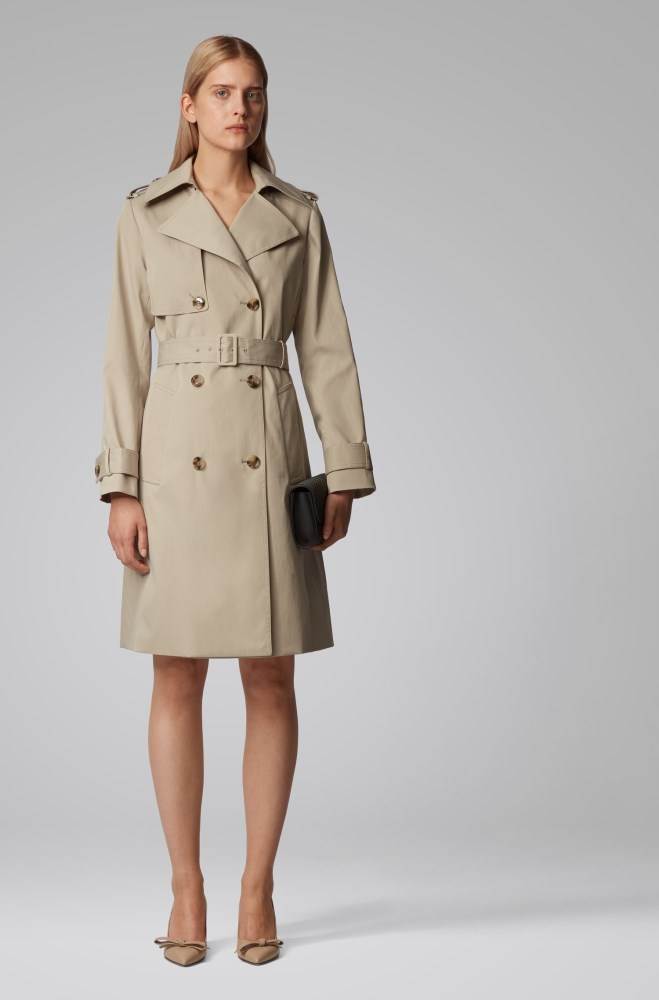 Hugo Boss Throw-over-style trench coat Beige | 4viheHxa