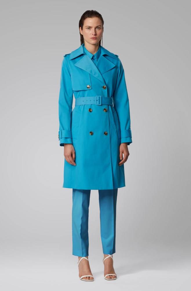 Hugo Boss Throw-over-style trench coat Turkis | pG7fnjb5