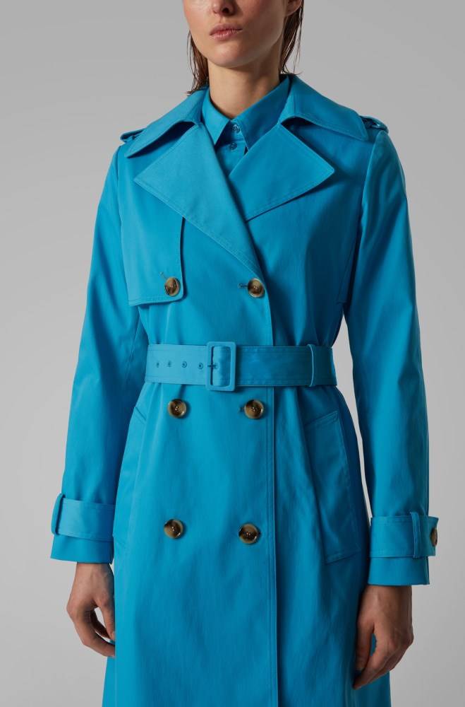 Hugo Boss Throw-over-style trench coat Turkis | pG7fnjb5