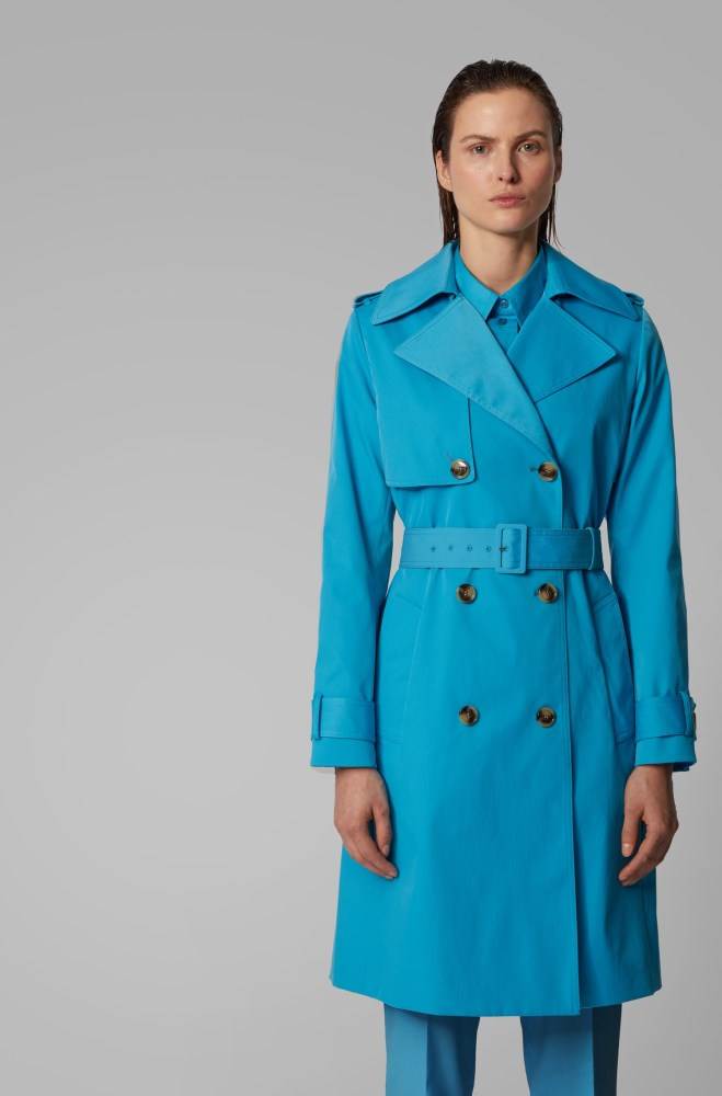 Hugo Boss Throw-over-style trench coat Turkis | pG7fnjb5