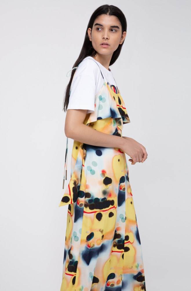 Hugo Boss Tie-dye midi dress Gul | qITEhVut