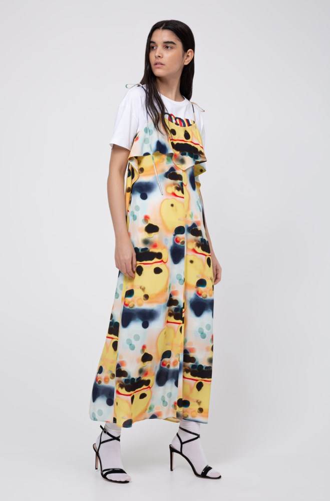 Hugo Boss Tie-dye midi dress Gul | qITEhVut