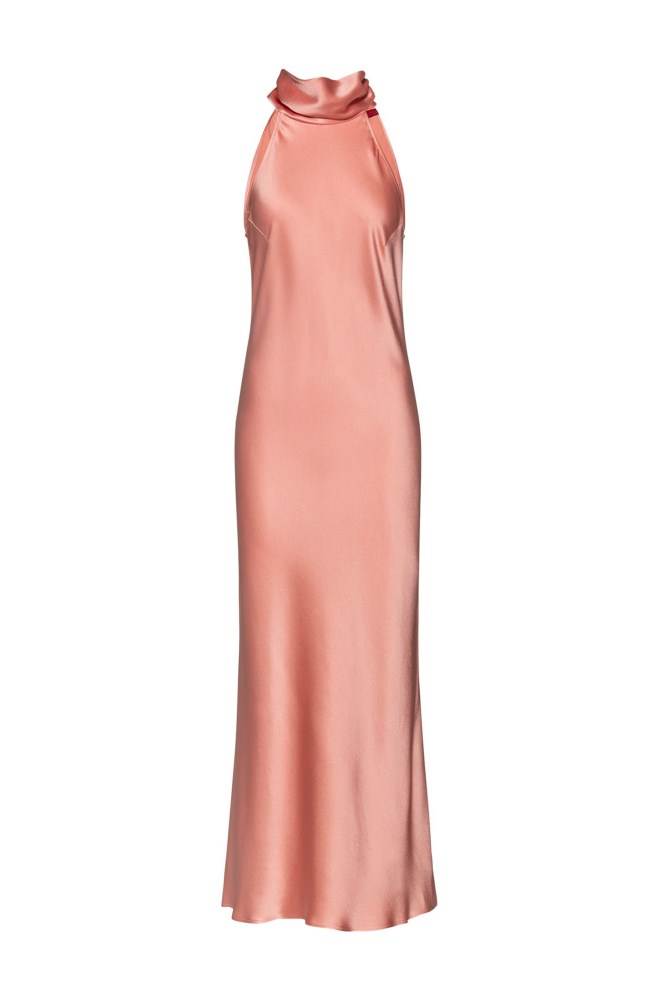 Hugo Boss Tie-neck evening dress Lyse Oransje | UJn75HcX