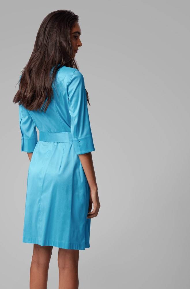 Hugo Boss Trench-inspired shirt dress Blå | PLZNKgr7