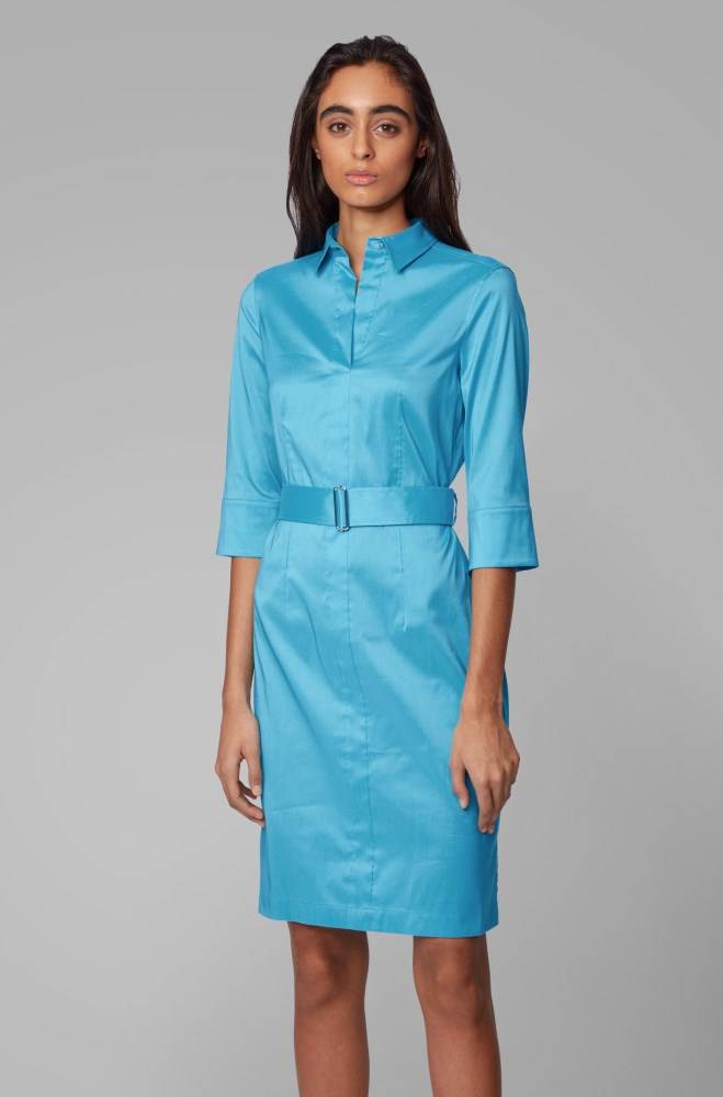 Hugo Boss Trench-inspired shirt dress Blå | PLZNKgr7