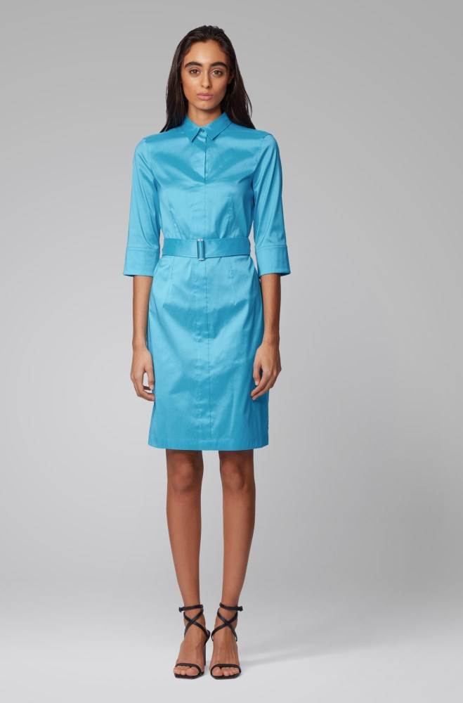 Hugo Boss Trench-inspired shirt dress Blå | PLZNKgr7