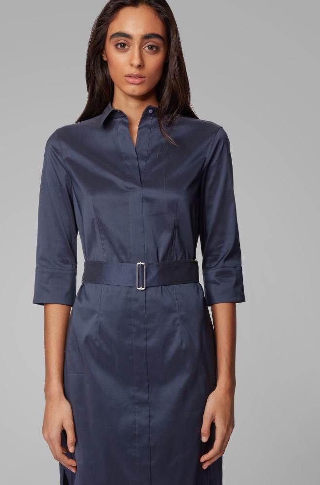 Hugo Boss Trench-inspired shirt dress Blå | ly8W7eu7