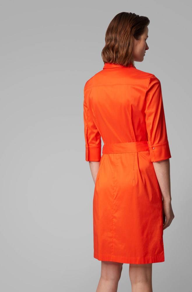 Hugo Boss Trench-inspired shirt dress Oransje | nUESjYo8