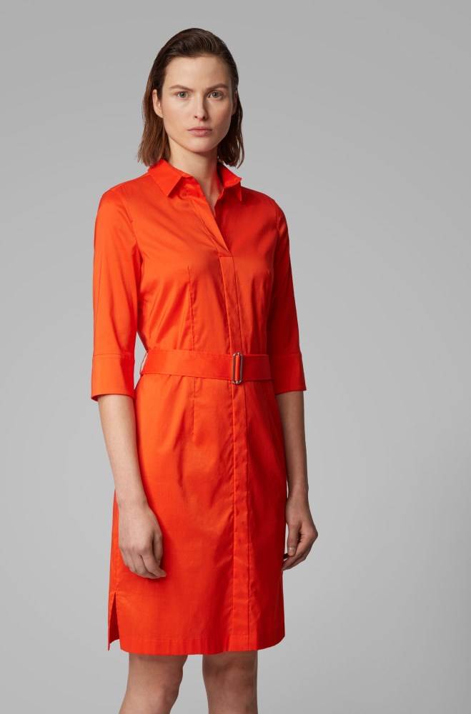 Hugo Boss Trench-inspired shirt dress Oransje | nUESjYo8