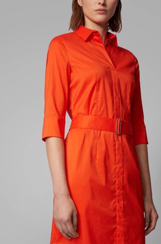 Hugo Boss Trench-inspired shirt dress Oransje | nUESjYo8