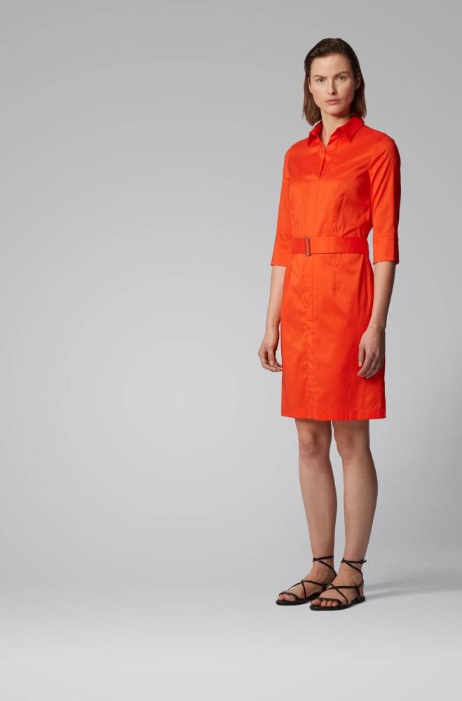 Hugo Boss Trench-inspired shirt dress Oransje | nUESjYo8