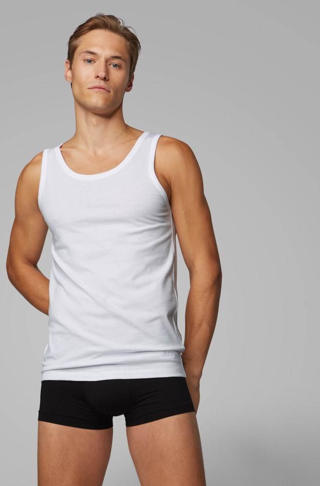 Hugo Boss Triple pack of regular-fit cotton vests Hvite | oOTPj6Vr