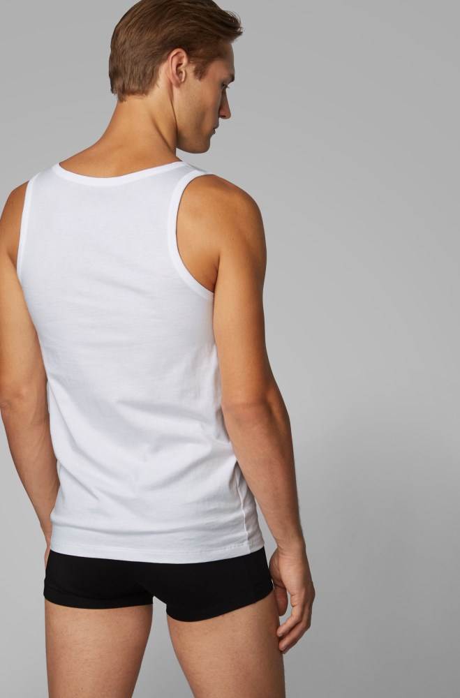 Hugo Boss Triple pack of regular-fit cotton vests Hvite | oOTPj6Vr