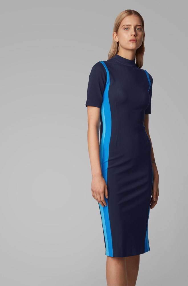 Hugo Boss Turtleneck dress Mørke Blå | 5NTe73Ag