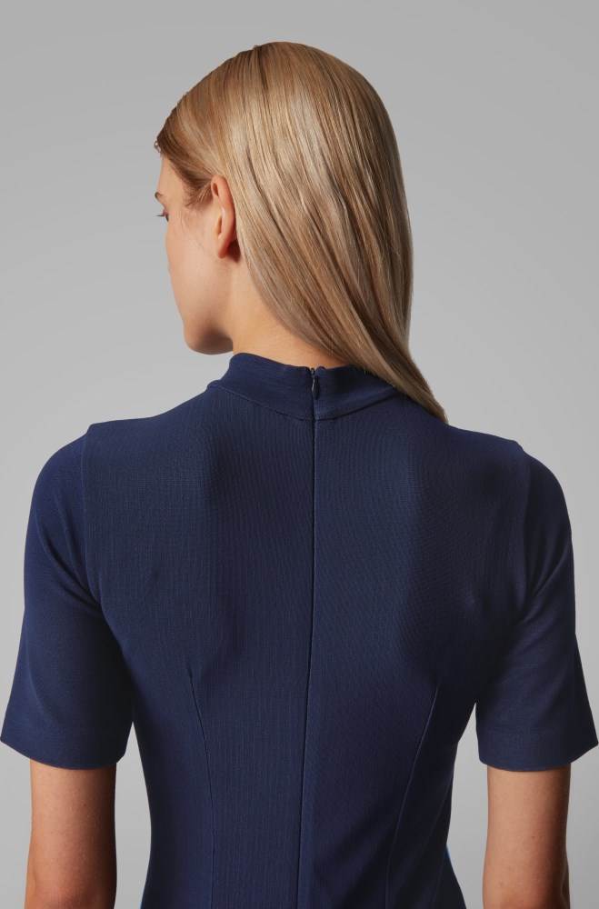 Hugo Boss Turtleneck dress Mørke Blå | 5NTe73Ag