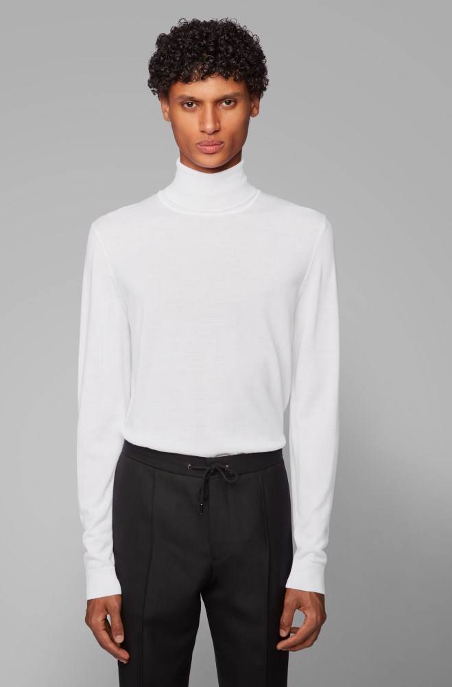 Hugo Boss Turtleneck sweater Hvite | DdXUP0l5