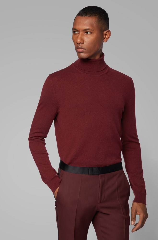 Hugo Boss Turtleneck sweater Mørke Rød | Aelwjk8V