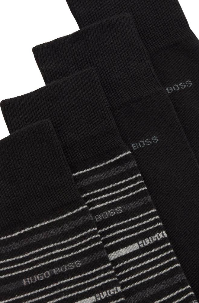 Hugo Boss Two-pack of combed regular-length socks Svarte | Cz5YQa5D