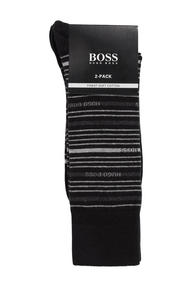 Hugo Boss Two-pack of combed regular-length socks Svarte | Cz5YQa5D