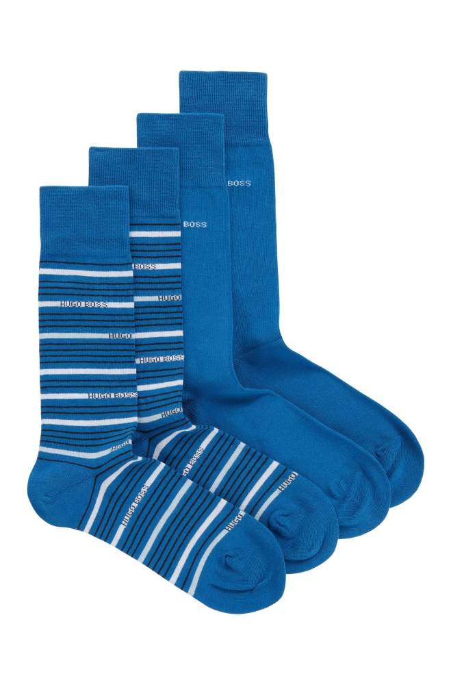 Hugo Boss Two-pack of combed regular-length socks Blå | lM59mWkH