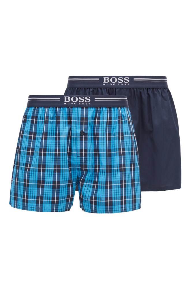 Hugo Boss Two-pack of cotton pyjama shorts Mørke Blå | FyTtaebh