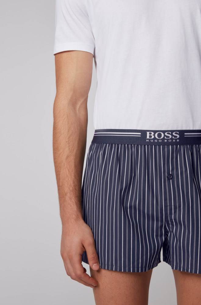 Hugo Boss Two-pack of cotton pyjama shorts Mørke Blå | UWeXCyQR