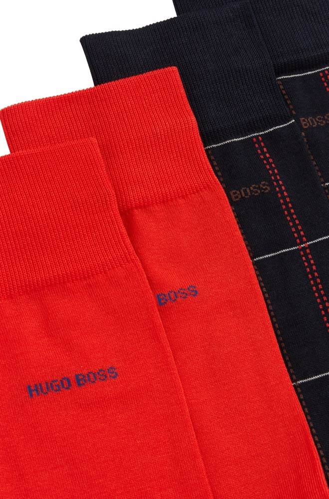 Hugo Boss Two-pack of mercerised regular-length socks Mørke Blå | 33IhH2QK