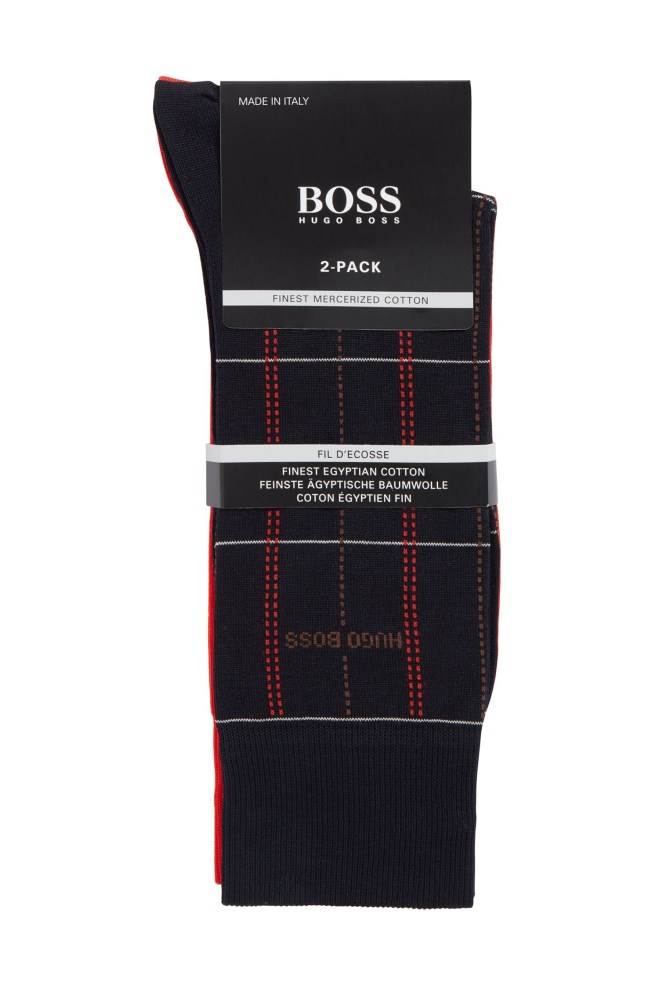 Hugo Boss Two-pack of mercerised regular-length socks Mørke Blå | 33IhH2QK