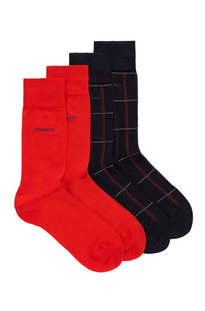 Hugo Boss Two-pack of mercerised regular-length socks Mørke Blå | 33IhH2QK