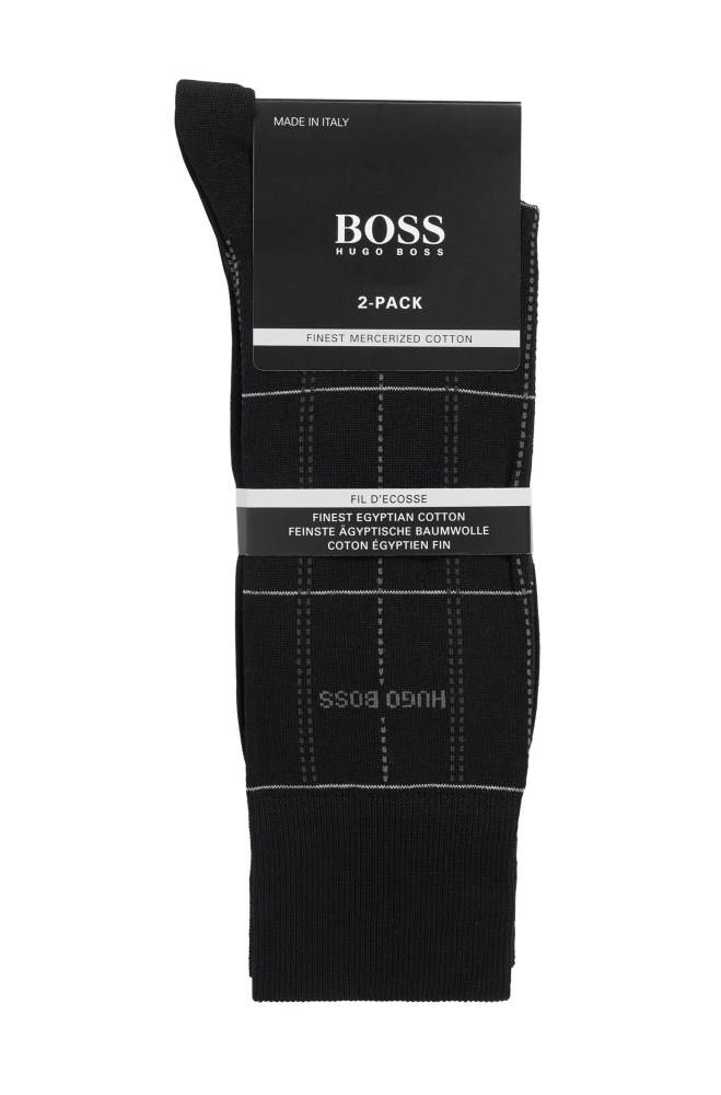 Hugo Boss Two-pack of mercerised regular-length socks Svarte | xF44Us0H